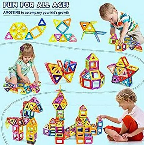 Extrokids 86 Pcs Mag-Magic Designer Magnetic Multicolor 3D Blocks Educational Construction Stacking Set - EKT2033