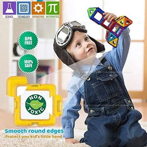 Extrokids 86 Pcs Mag-Magic Designer Magnetic Multicolor 3D Blocks Educational Construction Stacking Set - EKT2033