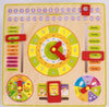 Extrokids Crazy Crafts Wooden Clock, Calendar Days Month Week Season Weather All in one Multifunctional Learning Board for Kids with nobs - EKT2047
