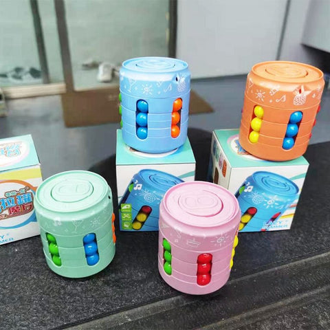 Extrokids 1pc Can Spinning Shape Magic Cube Decompression Toy Ball Little Bean Magic Puzzle for Kids - EKT2058