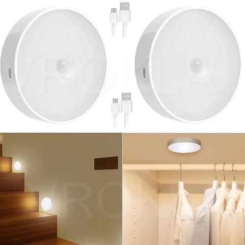 EXTROKIDS Motion Sensor Light for Home with USB Charging Wireless Self Adhesive LED Magnetic Motion Activated Light Motion Sensor Rechargeable Light for Wardrobe Bedroom Stairs (White/Warm) - EKT2061