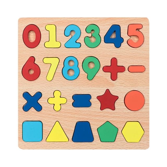 Wooden math Toys - 0-9 Numbers shape Board - 8*8 - EKT2077