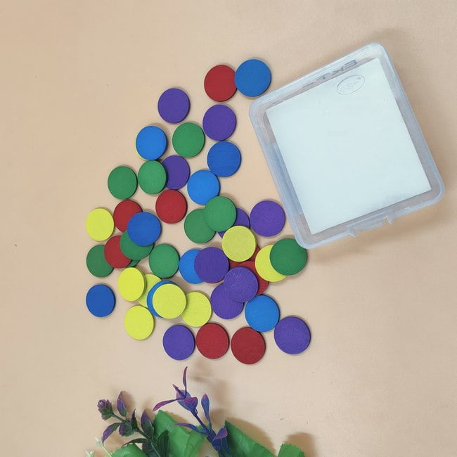 Woode Round Blocks for learning - with small storage box - EKT2103