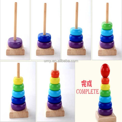 Wooden Colorful Rainbow Tower - EKT2119