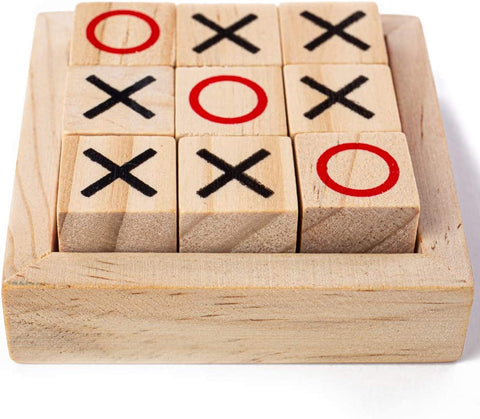 Wooden Tic-Tac-Toe Game | Compact Strategy & Travel-Friendly XO Game