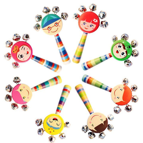 Wooden Rainbow man face Rattle - 1pc random design will be shipped - EKT2128