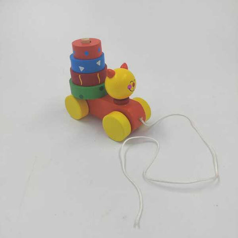 Wooden Smiley With Stacking pull Along - EKT2138