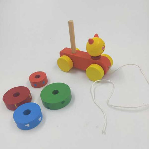 Wooden Smiley With Stacking pull Along - EKT2138