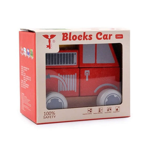 Extrokids Wooden premium Block Truck - Fire Engine - EKT2153
