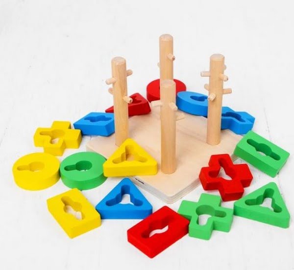 Wooden Four Column Shape Sorter - EKT2161