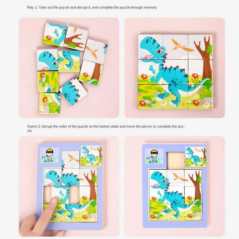 Wooden picture Sliding game - 1 pc  random Design Will be shipped - EKT2168