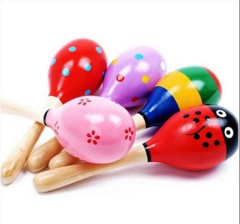 Wooden Egg Bell Rattle | Sensory Toy for Baby (One Random Design Shipped)