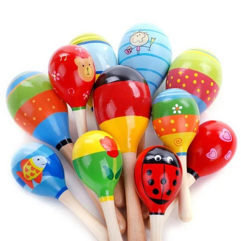 Wooden Egg Bell Rattle | Sensory Toy for Baby (One Random Design Shipped)