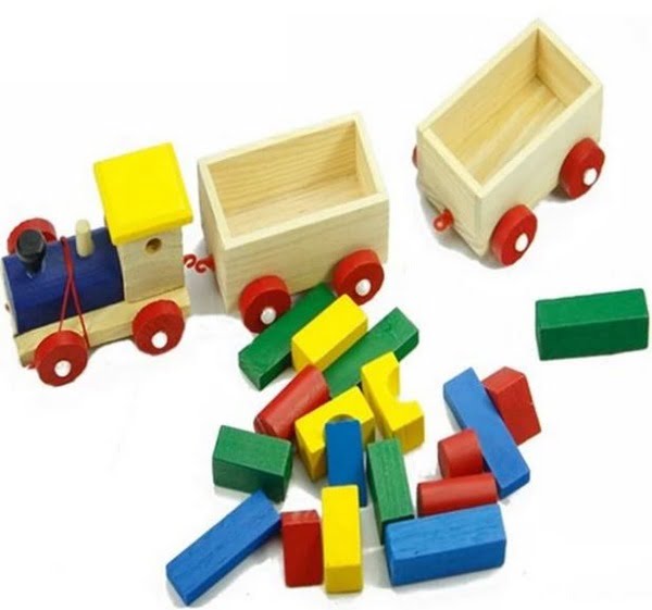 Wooden Goods train with blocks - EKT2188