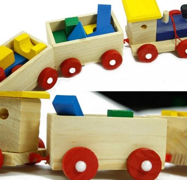 Wooden Goods train with blocks - EKT2188