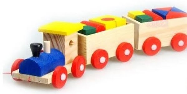 Wooden Goods train with blocks - EKT2188