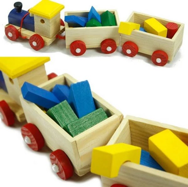 Wooden Goods train with blocks - EKT2188