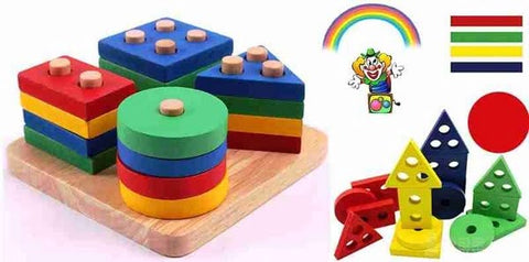 Wooden 4 column square shape sorter - EKT2198