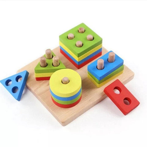 Wooden 4 column square shape sorter - EKT2198