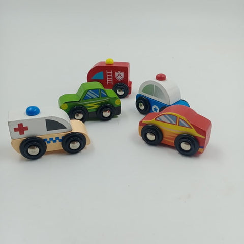 wooden 5 in 1 Mini Cars - 5 pc random design will be shipped - A+ qulaity  - EKT2201