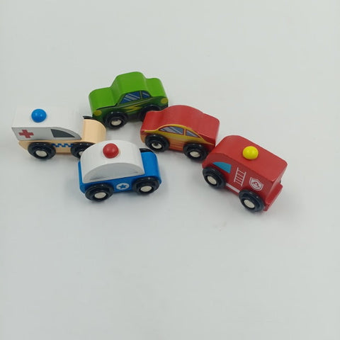 wooden 5 in 1 Mini Cars - 5 pc random design will be shipped - A+ qulaity  - EKT2201