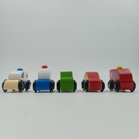 wooden 5 in 1 Mini Cars - 5 pc random design will be shipped - A+ qulaity  - EKT2201