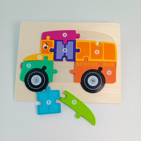 Wooden School bus puzzle - EKT2202