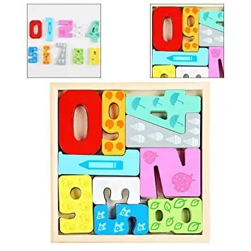 Wooden chunky math  Board - 0-9 Numbers with tray  - EKT2205