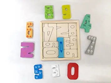 Wooden chunky math  Board - 0-9 Numbers with tray  - EKT2205