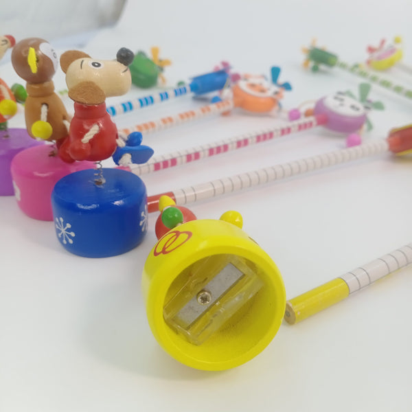 Wooden pencil + Wooden Shapener  - 1 Pc Random Design Will be shipped - EKT2212