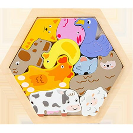 Wooden Pet Animals chunky - hexa tray - EKT2225