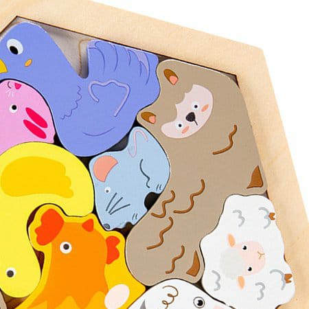 Wooden Pet Animals chunky - hexa tray - EKT2225