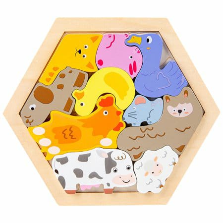 Wooden Pet Animals chunky - hexa tray - EKT2225