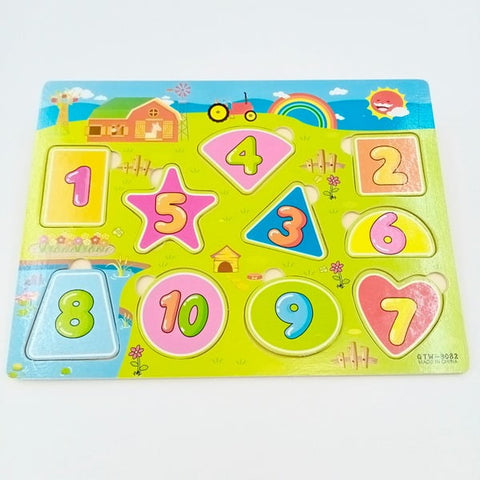 Wooden math  1 - 10 Numbers with shapes board - EKT2228