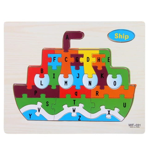 Wooden Jigsaw Puzzle with name Board - Ship - EKT2242