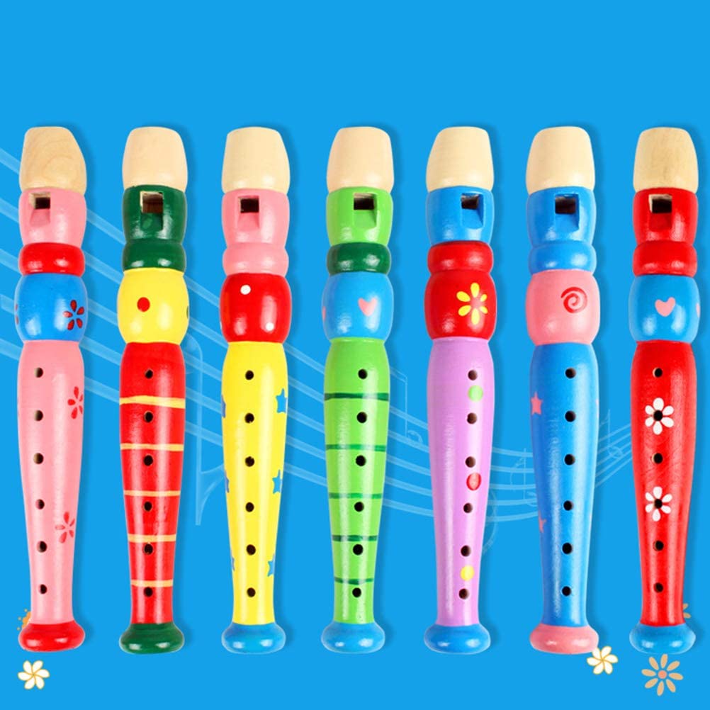 Wooden Flute - colorfull- random colros will be shipped - 1 pc flute - EKT2247