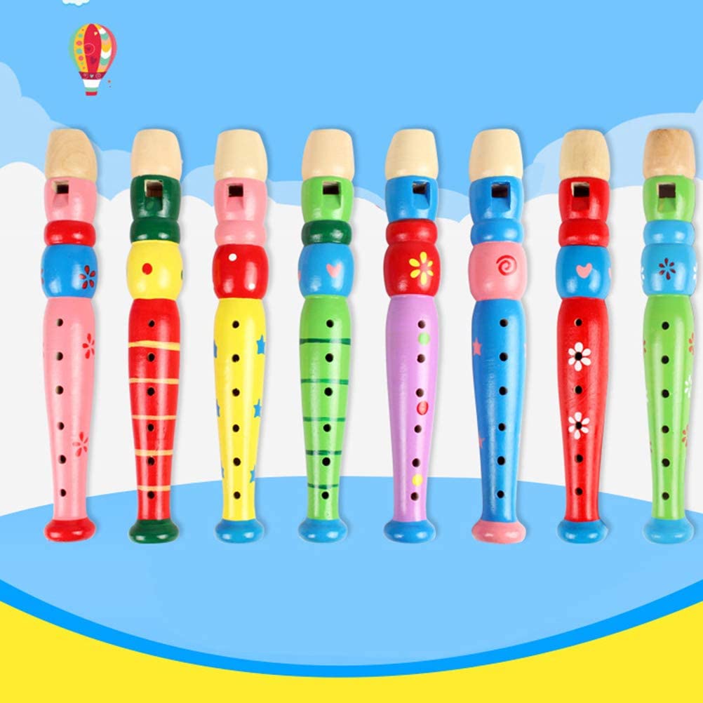Wooden Flute - colorfull- random colros will be shipped - 1 pc flute - EKT2247