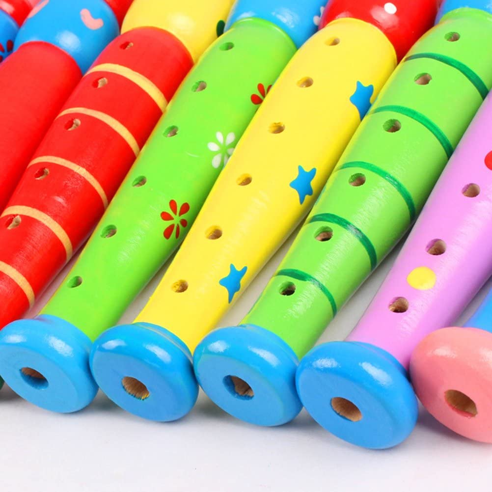 Wooden Flute - colorfull- random colros will be shipped - 1 pc flute - EKT2247