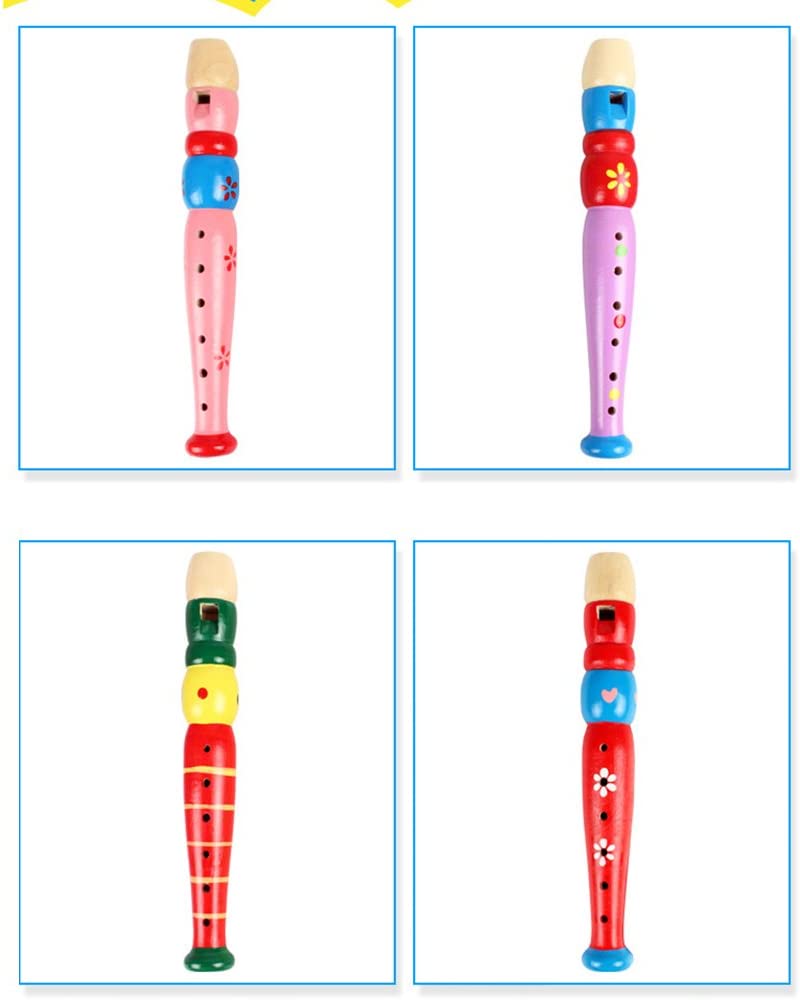 Wooden Flute - colorfull- random colros will be shipped - 1 pc flute - EKT2247
