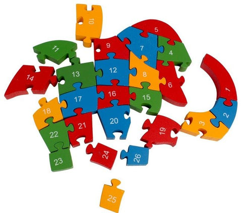 Wooden alphabet and number Chunky Jigsaw puzzles - Elephant - EKT2252