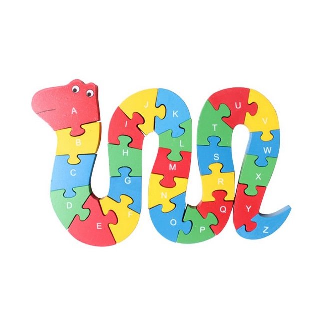 Wooden alphabet and number Chunky Jigsaw puzzles - Snake - EKT2255