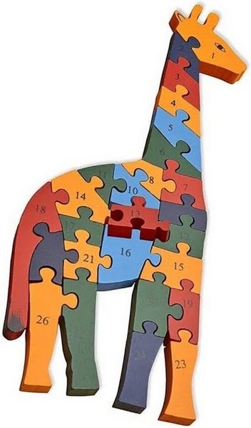 Wooden alphabet and number Chunky Jigsaw puzzles - Girafee - EKT2260