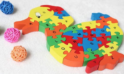 Wooden alphabet and number Chunky Jigsaw puzzles - Duck - EKT2263