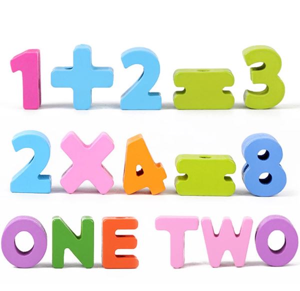 Wooden Chunky Alphanumeric blocks for lacing - EKT2349