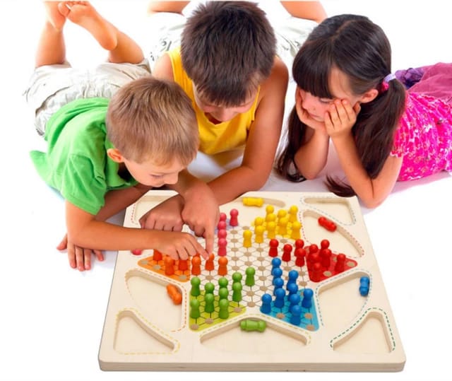Wooden High quality Ludo and Chinese checkers for kids and family game - EKT2372