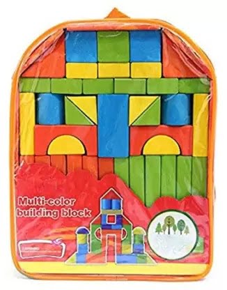 Wooden Building Blocks for kids with bag 37pcs- EKT2375