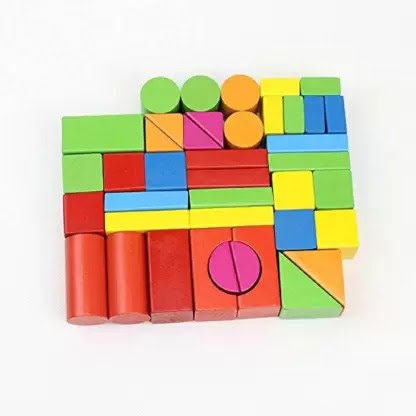 Wooden Building Blocks for kids with bag 37pcs- EKT2375
