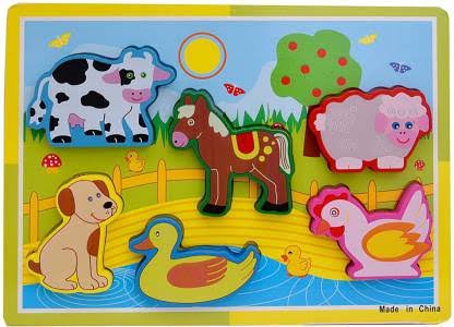 Wooden Chunky A+ qulaity puzzle boardds for toddlers - Domestic animals Design 1 - EKT2403