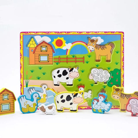 Wooden Chunky A+ qulaity puzzle boardds for toddlers -  Farm animals Design 1 - EKT2406