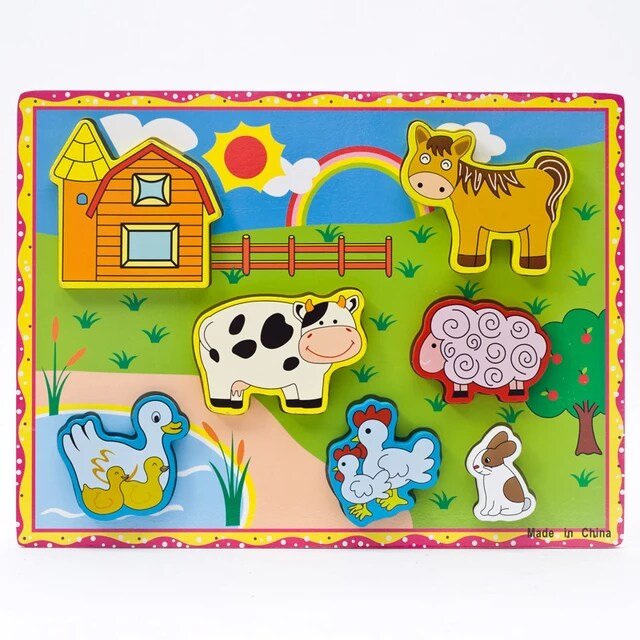 Wooden Chunky A+ qulaity puzzle boardds for toddlers -  Farm animals Design 1 - EKT2406